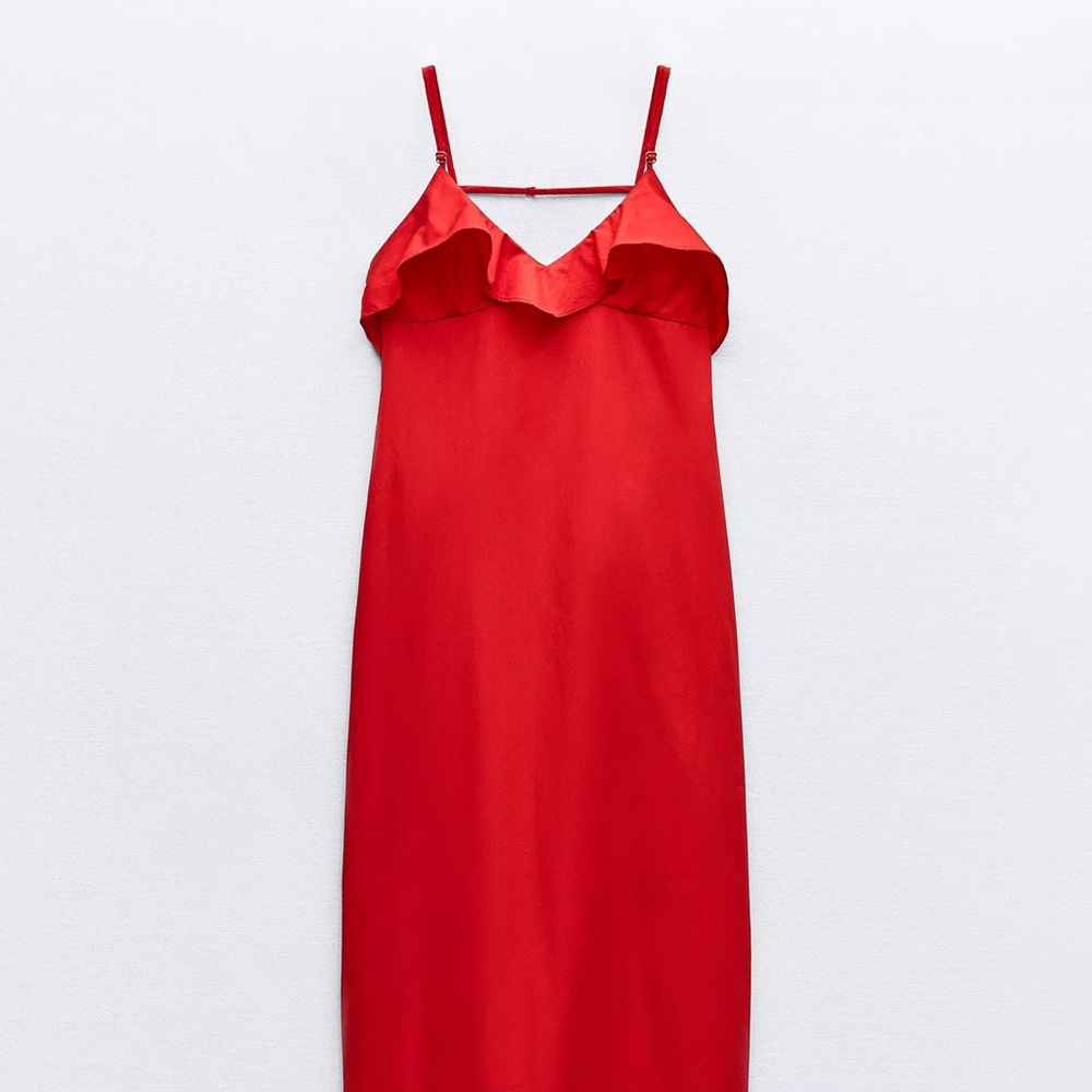 Elegant Ruffled Low Back Midi ZARA Dress